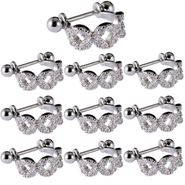 Surgical Steel Barbell CZ Gem Hoop Ear Tragus Cartilage Helix Earrings Ear Studs Ear Cuff Rook Woman Lobe Piercing Jewelry