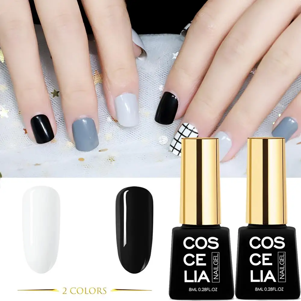 COSCELIA 2 шт./компл. лак для ногтей! полупостоянная Лаки Corforful био-Гели Soak Off Гель для ногтей маникюрный набор дизайн Топ Базовое покрытие для ногтей