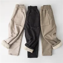 Детские штаны, повседневные штаны для мальчиков, зимние плотные детские штаны для мальчиков и девочек, Осенние штаны с флисовой подкладкой, теплые длинные штаны для 3, 5, 7, 9 лет