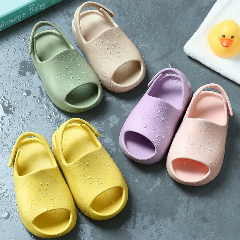 children's sandals near me Summer Sandals For Girls Kids EVA Thick Bottom Soft Sole Solid Casual Waterproof Light Bathroom Non-Slip Wearable Anti-collision children's shoes for sale