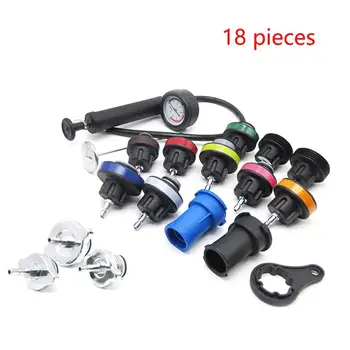 

18pcs Water Tank Leak Detector Car Cooling System Tester Kit Radiator Pessure Tester Universal Auto Tools Car Diagnostic Tools