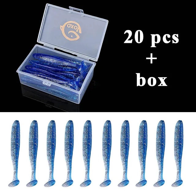 QXO Fishing Soft Lure Worm With Box Silicone Bait Swimbait Streamer Sea Fishing Spoon Lure 7cm 10cm Wobbler Set 20pcs