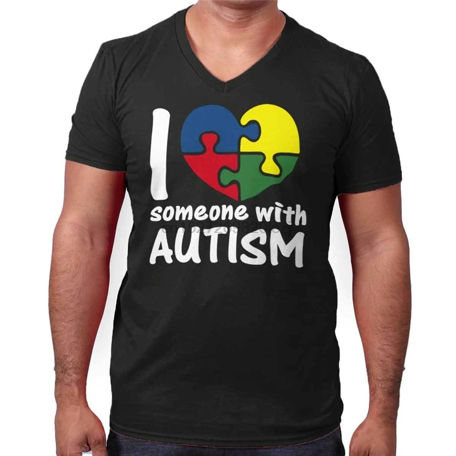 I Love Someone With Autism Support Awareness Summer Style Casual Wear Tee Shirt |