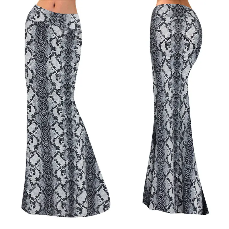 

Women Plus Size Floor-length Maxi Skirt Casual Snake Skin Floral Bodycon Beach Skirt Slim Sexy Ladies Mermaid Skirts S-3XL