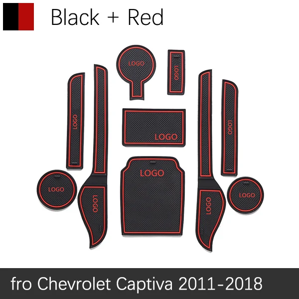 Red Противоскользящая резиновая подушка для двери для Chevrolet Captiva 2011~ Holden Captiva паз коврик аксессуары для салона автомобиля - Название цвета: Red