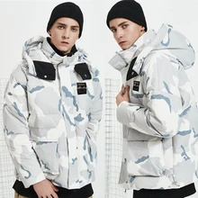 Модное ветрозащитное камуфляжное зимнее лыжное пальто теплая пуховая куртка мужская спортивная куртка с капюшоном верхняя одежда плюс размер