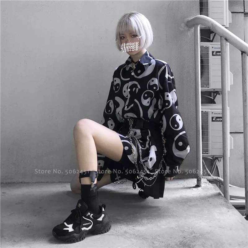 Японский стиль Harajuku блузка пальто мужчины женщины пары Тай Чи китайская Футболка с принтом хип хоп Уличная самурайская Haori кардиган
