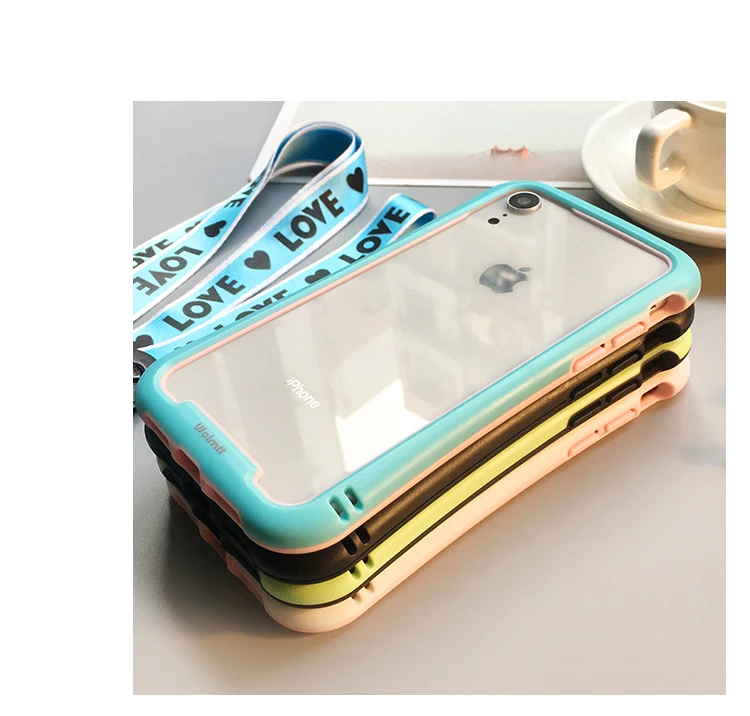 Мягкий бампер для iPhone XS max XR X ярких цветов с небольшой талией для iPhone 8 8plus 6 6SP 7 7P рамка Fudas+ ремни