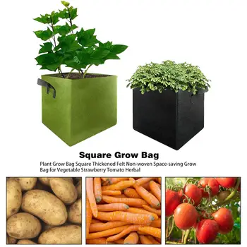 

7/16/25 Gallons Plant Grow Bag Square Thickened Felt Non-woven Reasuable Grow Bag For Vegetable Strawberry Tomato Herbal