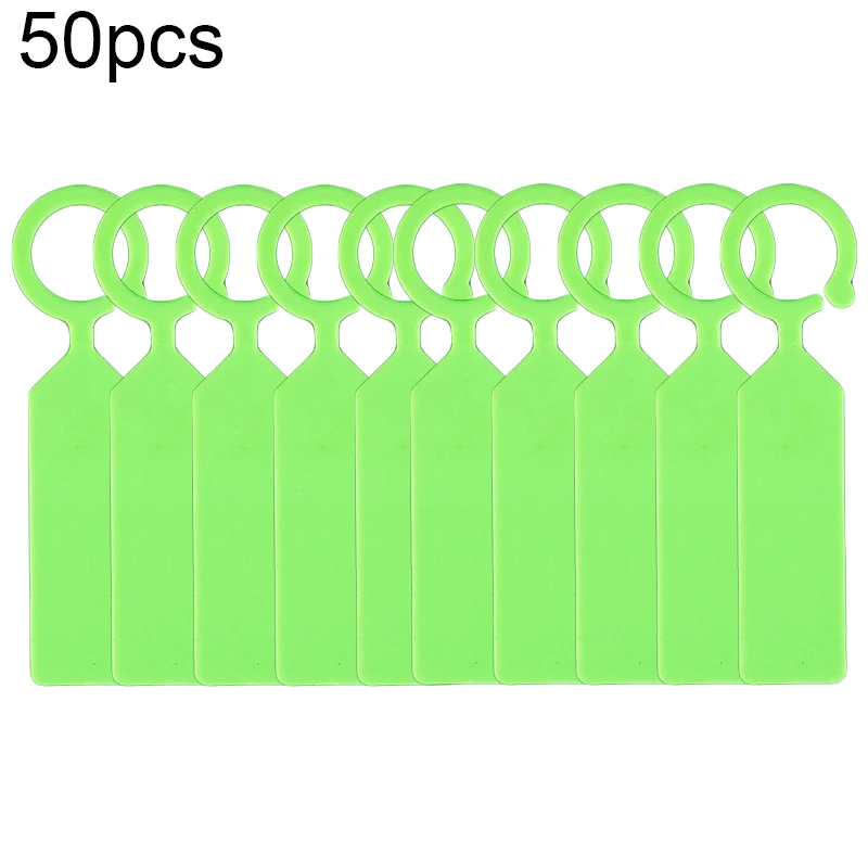50pcs Plastic Hanging Plant Tags Nursery Garden Label Pot Marker Ring Buckle Greenhouse Bonsai hangingTags - Цвет: Green