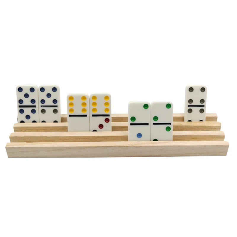Lot de 4 Domino plateaux en bois Domino Racks Domino détenteurs Mexican Train Mahjong 