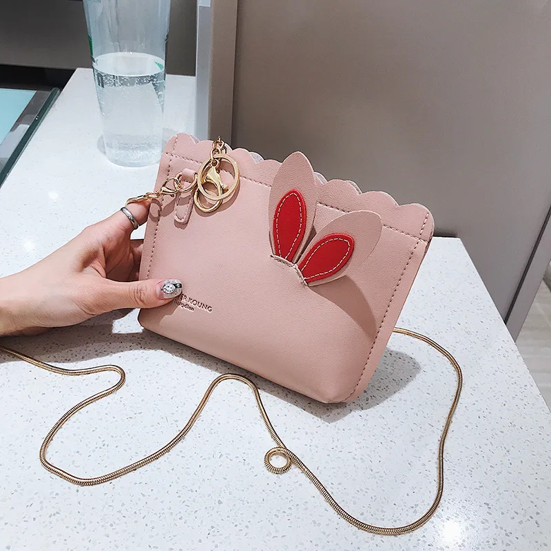 

2019 New Style Simple Sweet Ladies' Square Sling Bag Rabbit Ear Irregular Edge Shoulder WOMEN'S Bag