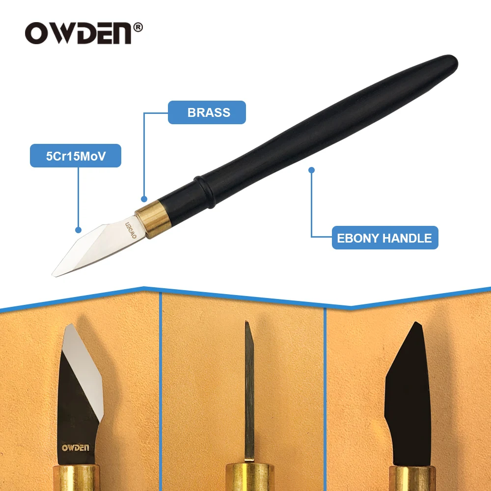 Leather Carving Knife DIY Hobby Artwork Ebony Handle Sharp Cutter Handwork Tool For Leather Craft leather carving knife