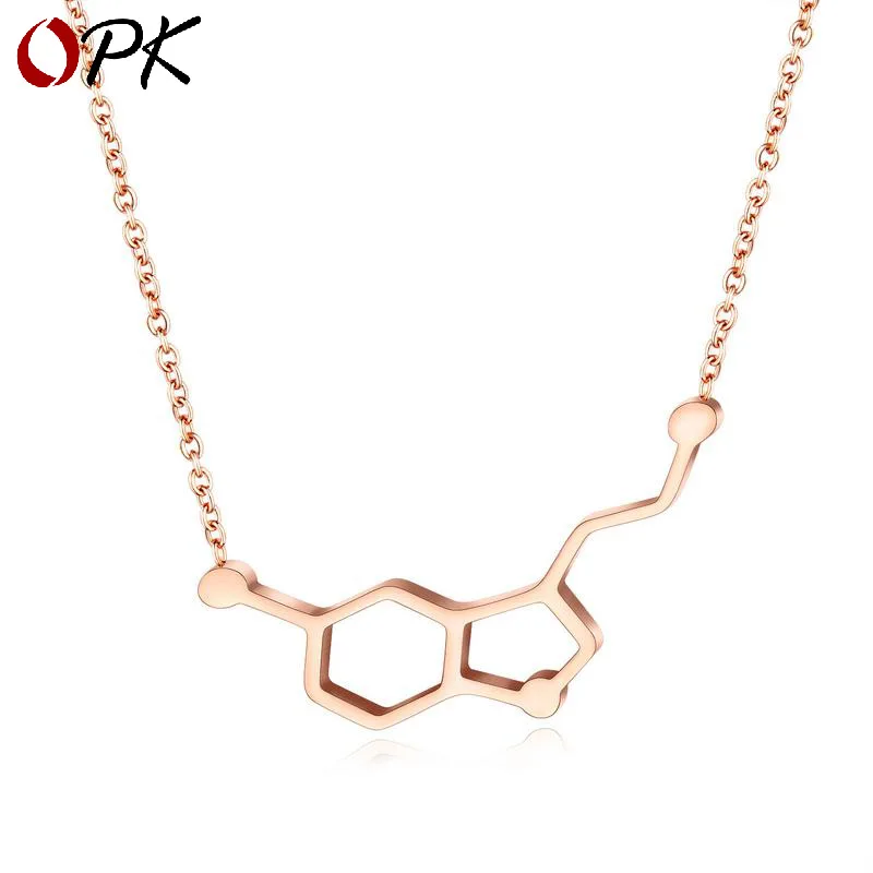 

Hot Sales Creative Dopamine Molecular Titanium Steel Necklace Equations of Love Chemical Structure Molecular Formula Pendant