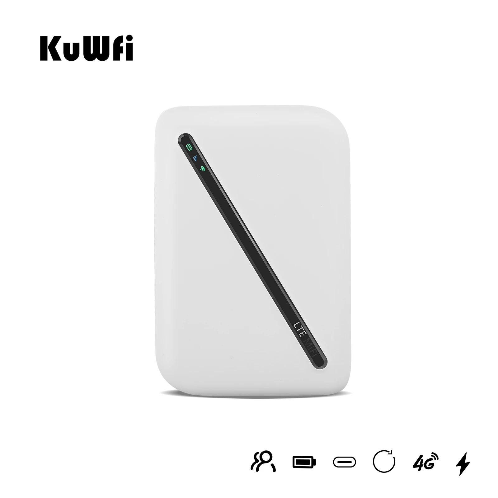 KuWFi 4g WiFi Router With Sim Card Slot 150Mbps Mobile WiFi Hotspot Device High Speed Wi-Fi Portable Router With 2100mAh Battery