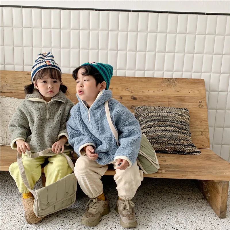 Зимняя одежда для маленьких девочек, куртка для мальчиков, утепленные флисовые пальто, модная Корейская одежда