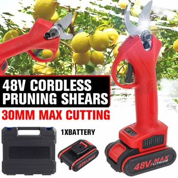 

Electric Pruning Shear 30mm 48V with Li-on Battery Efficient Fruit Tree Bonsai Branches Cutter Rechargeable Cordless Pruner