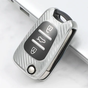 

Carbon Fiber TPU Car Key Cover Case Shell For Hyundai i20 i30 ix35 Creta Solaris Elantra Accent For Kia Ceed K2 K5 Rio Sportage