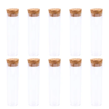 

10PCS Hard Plastic Test Tube Cork Release Tube Sealed Tube Pin Tubes with Wooden Plugs