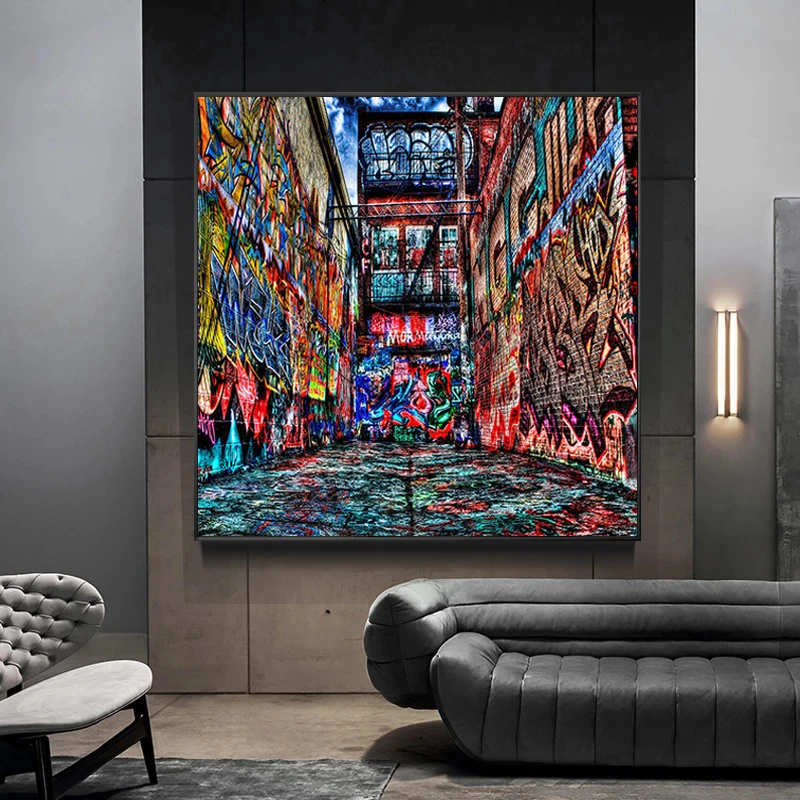 Colorful Graffiti Street Art Canvas Painting Modern Art Posters and Prints Wall Art Pictures for Living Room Wall Decor Cuadros asma ul husna painting