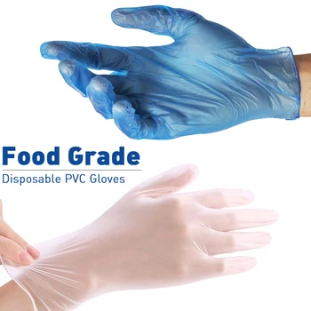 

Blue Disposable Vinyl gloves 20pcs Transparent Dishwash Kitchen Garden Gloves Latex free Household Gloves PVC Disposable Gloves