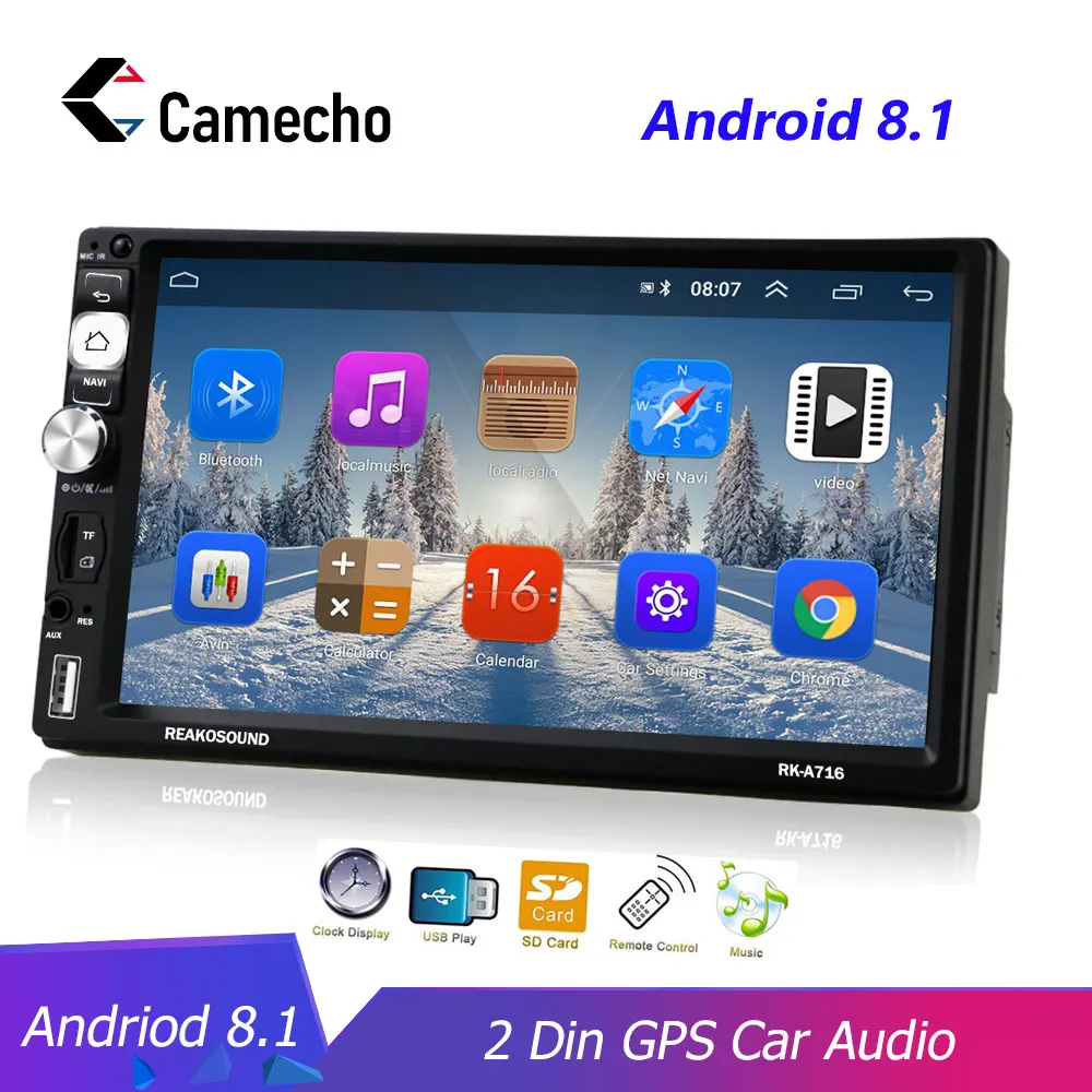 

Camecho 2Din Android 8.1 Car Multimedia Player GPS Navigation Bluetooth Car Audio Wifi USB FM Mirror Link 7''HD Car Audio Stereo