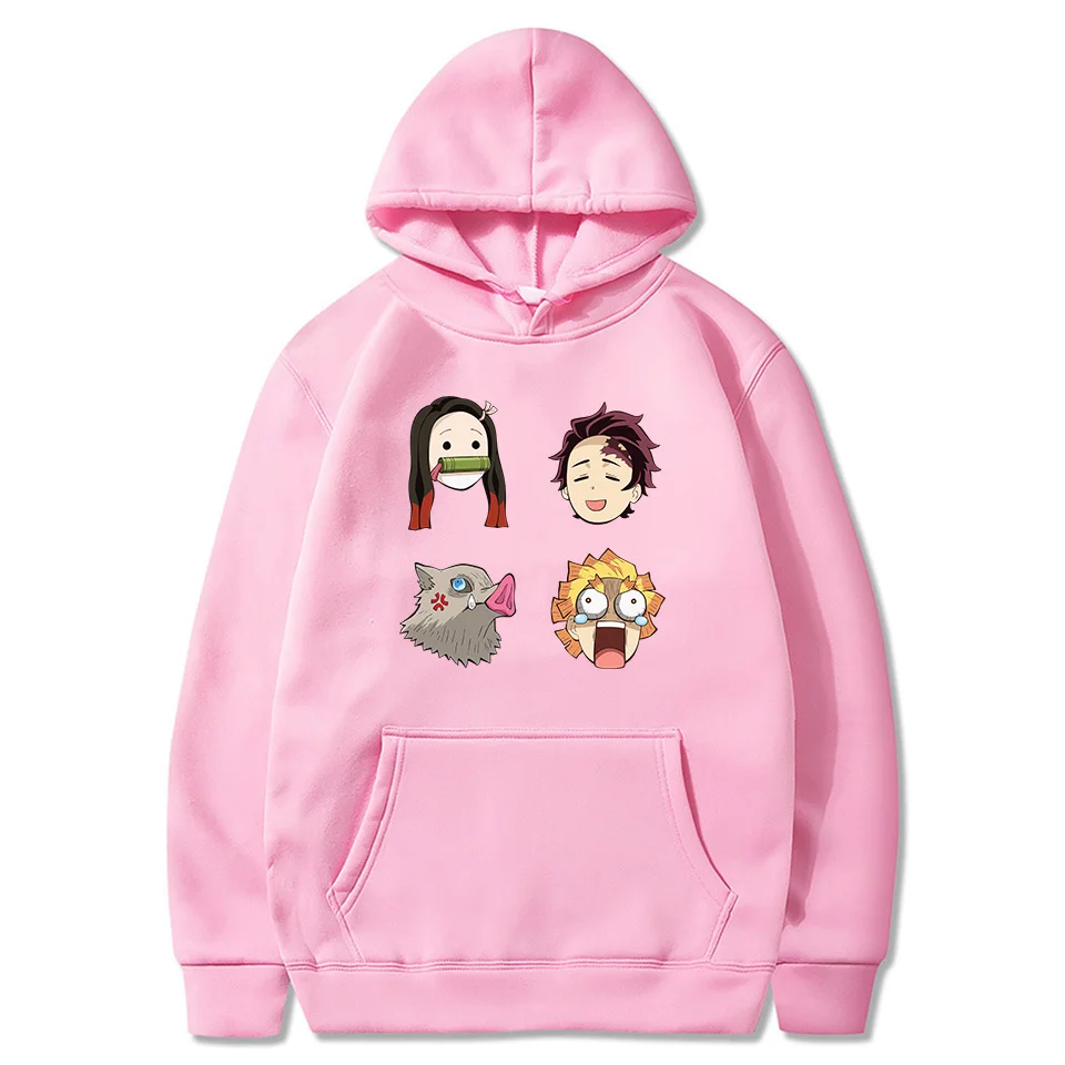 Hot Anime Demon Slayer Costume Tanjiro Nezuko Inosuke Zenitsu Funny Face Printing Hoodies Pullover Sweatshirt Hoodies Sweatshirts Aliexpress