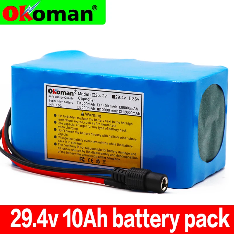 24V 10ah Электрический велосипед литий-ионный аккумулятор 29 4 V 10000mAh 15A BMS 250W 350W 18650