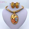 African Jewelry Charm Necklace Earrings Dubai Gold Jewelry Sets for Women Wedding Bridal Bracelet Ring Pendant Jewelry Set ► Photo 2/6