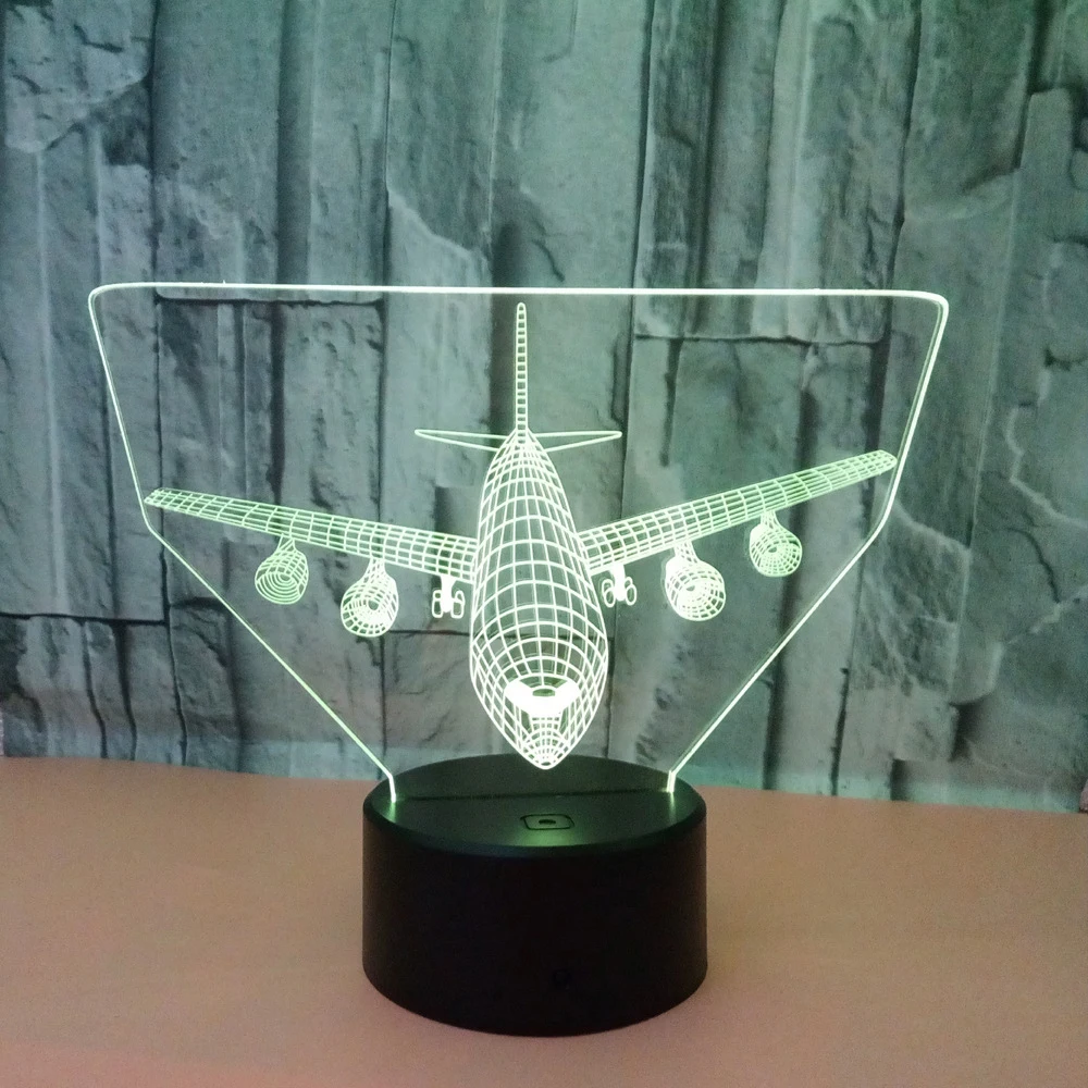 Home Remote control Air plane 3D LED light table lamp illusion night light 7 colors changing mood lamp 3A with battery USB lamp