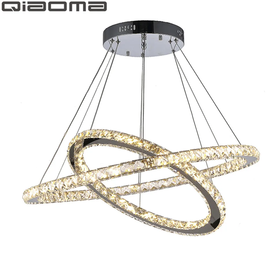 Диммируемый Алмазный 2 кольца светодиодный хрустальный подвесной светильник