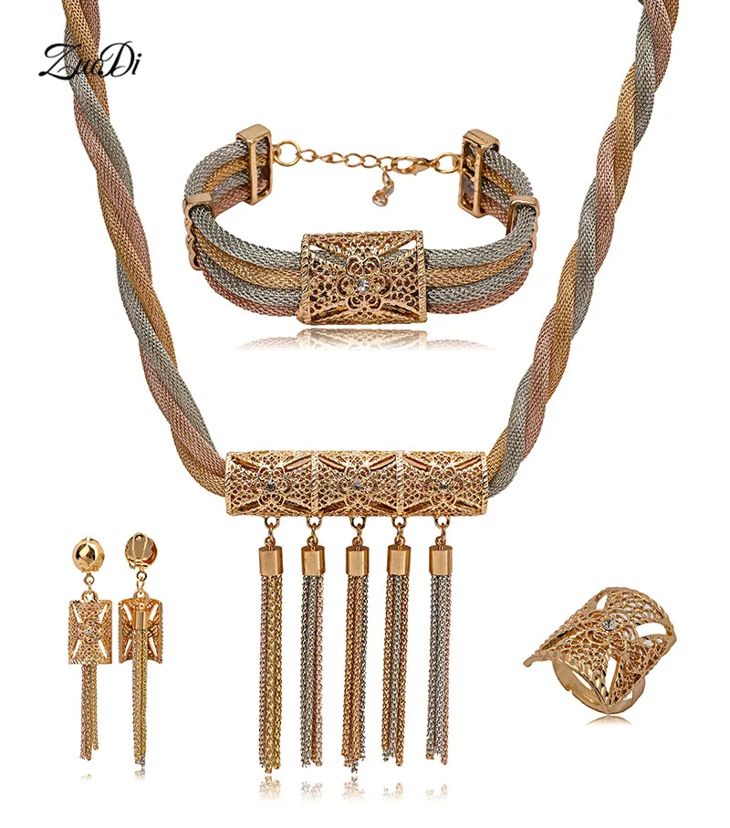 ZuoDi изысканный Дубайский Золотой красочный комплект ювелирных изделий