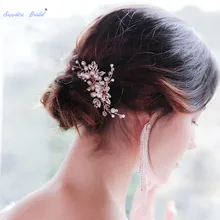 Великолепная Золотая белая Хрустальная Свадебная расческа Западная свадьба жемчуг Сплав волосы в шиньоне аксессуары