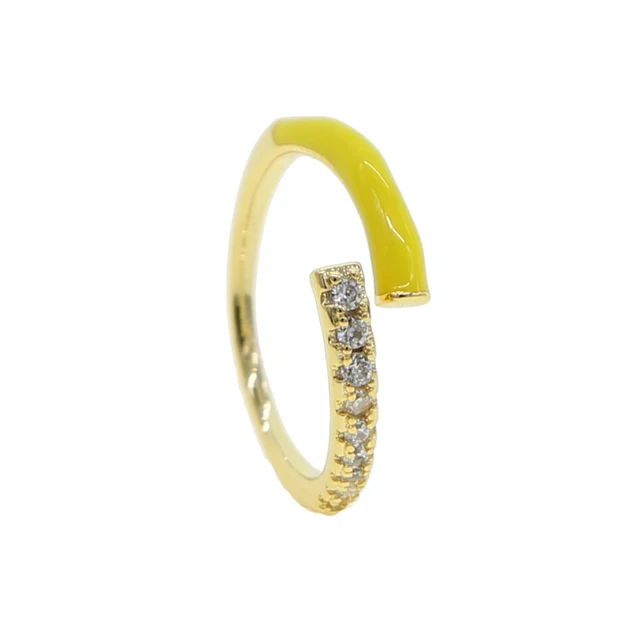 2020 new colorful pink green blue color Neon enamel adjustable size finger ring for women fluorescent fashion jewelry Yellow