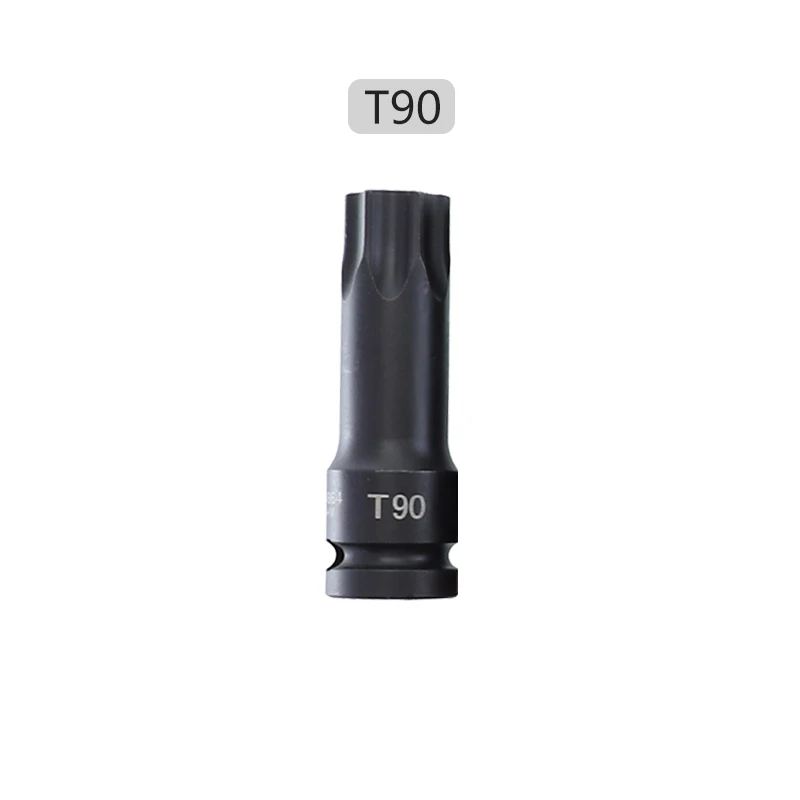 T90 1 шт. адаптер 1/" Квадратный привод T25-T90 Torx Набор торцевых головок для пневматических электрических гаечных ключей ударный торцевой инструмент - Цвет: T90