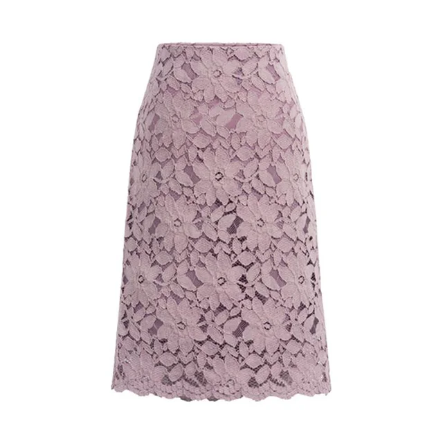 Women's Skirt Mesh Lace Skirt Midi Skirts Knee-Length Skirt Black Skirts Mujer Faldas Saias Social Bodycon Skirt