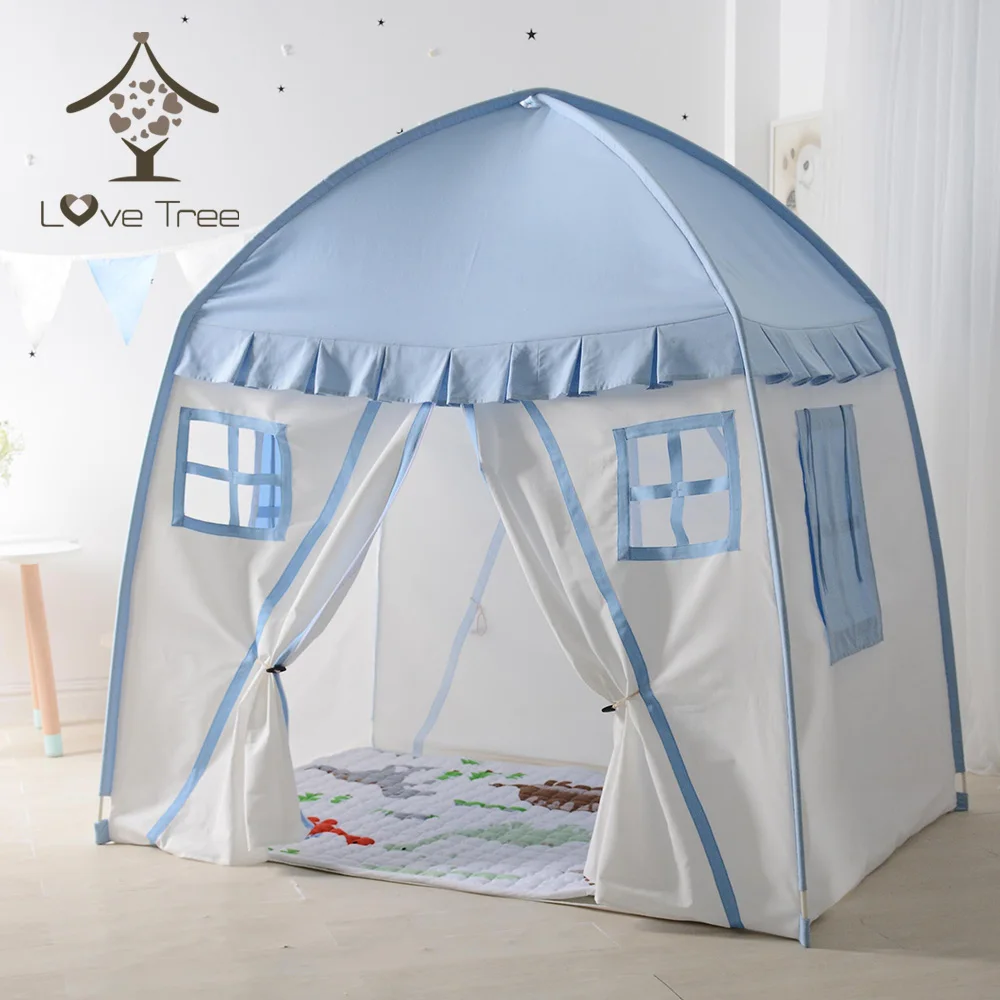 

Love Tree Kids Teepee Tent Blue Color has Window Style Kids Tent Cotton Canvas Teepee toy tent