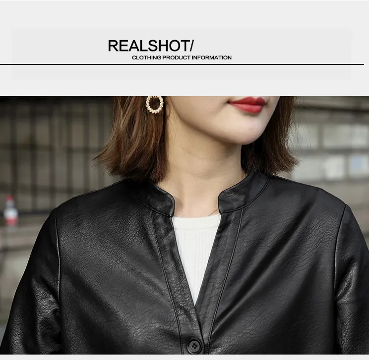 Jaqueta Couro Full Leather Jacket Women Promotion Jaqueta De Couro Sale Autumn New Long Section Of Pu Waist Collar Woman