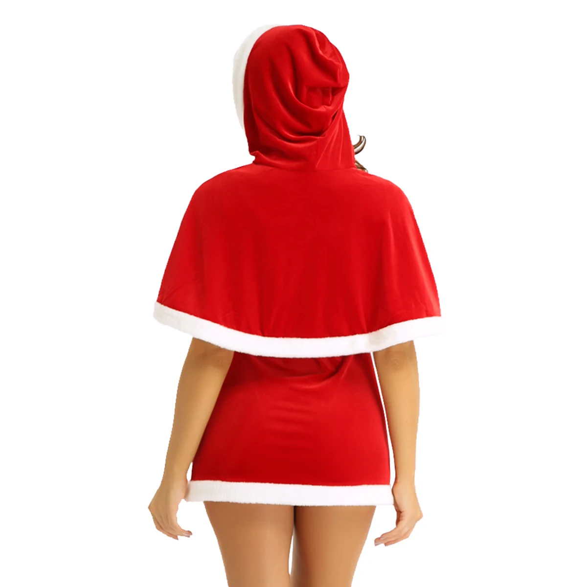 Для женщин женские Рождество; нарядное платье; костюм фотографии Mrs Claus с рождественским принтом в виде Санты, одеваются пайетками лиф платье с капюшоном накидка, пояс