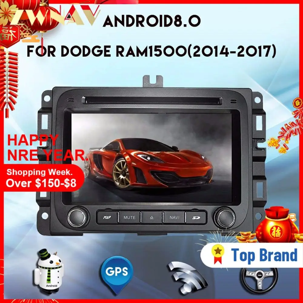 Автомагнитола на Android 8 0 для Dodge RAM1500 ram 1500 2014 2015 2016 2017 с DVD плеером BT GPS навигацией