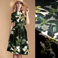 118 см шириной 19 мм белый цветочный принт 93% шелк и 7% спандекс стрейч черный зеленый шелк атласная ткань для летнего платья куртка D1079