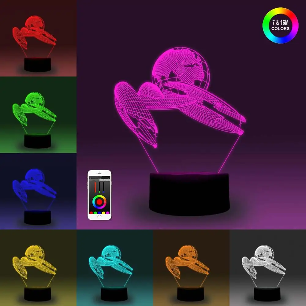 NiteApps 3D гиперпространство туннелирование космический корабль и земля ночник настольная лампа иллюзия Лампа подарок на день рождения приложение/сенсорный контроль