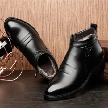

2020 New Autumn Winter Ankle boots warm Non-slip men snow boots side zipper men shoes fashion plush winter boots men sizes 38-48