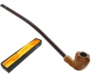

410mm wood resin pipe with large volume Congyou brown smoke pipe long rod durable trombone tobacco pipe