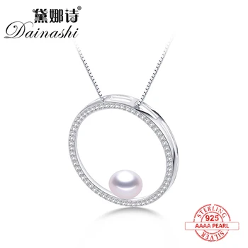 

2020 New Arrival Natural Freshwater Pearl Round Pendant Fashion Zircon Gold Necklace 925 Sterling Silver Fine Jewelry For Women
