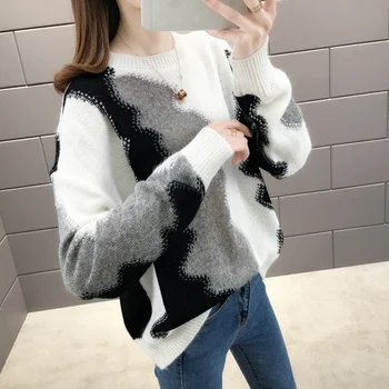 

15640 new round neck color blocking Pullover 49
