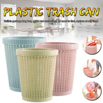 

10L Waste Bins With Trash Bag Hollow Trash Can Non-removable Garbage Bag Waste Paper Basket Garbage Bin for Home kitchen Bedroom