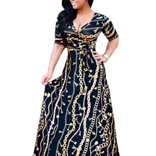 Индийское платье сари новое хлопковое Европейское модное горячее Золотое длинное платье с рисунком в виде цепочки с рукавом для ночного клуба сексуальное платье юбка