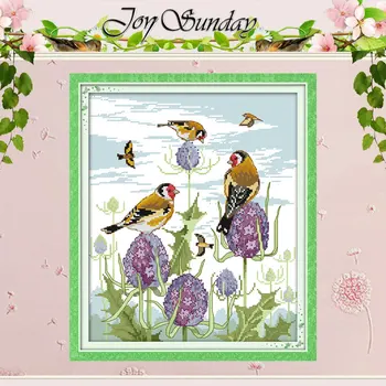 

Needlework, The Happy Birds Counted Cross Stitch 11CT Printed 14CT Cross-stitch Kit animals Set for Embroidery Stitch Free Ship