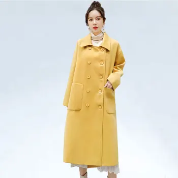 

Large Size Casual Spring Autumn Coat Women's Jacket 2020 New Fashion Overcoat Loose Loose Long Sleeve Woolen Coat Female
